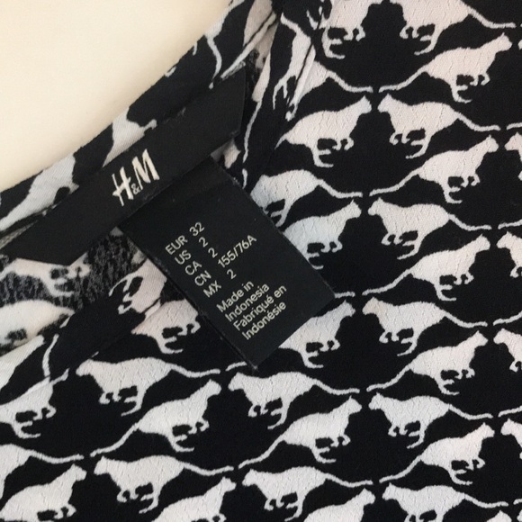 H&M Cheetah Blouse Black Long Sleeve - Size 2 - Picture 5 of 11